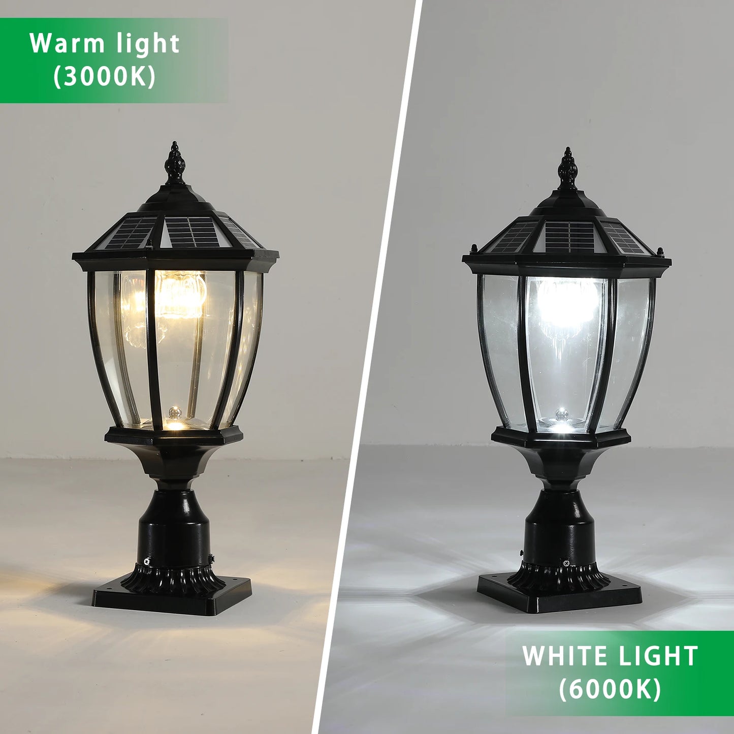 Solar Powered Outdoor Post Light, Waterproof LED Pillar Lamp for Garden, Yard, and Patio -  Auto On/Off(2-pack)