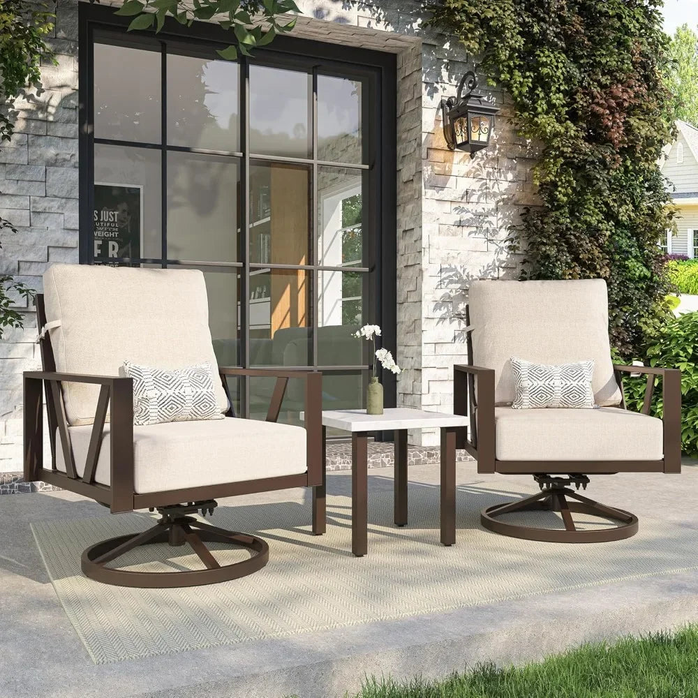 GRANADA Outdoor Patio Swivel Rocking Chairs Set, 3 Pieces