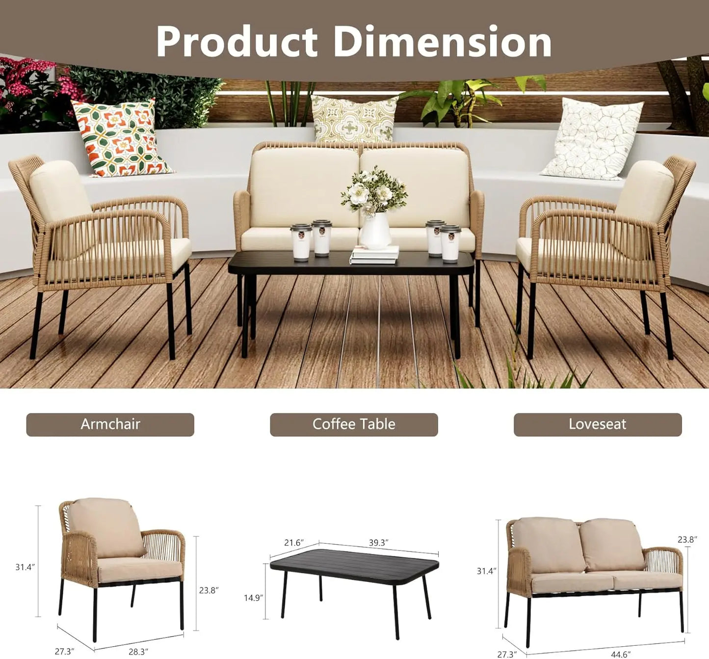 OVIEDO 4 Pieces Patio Furniture SeT