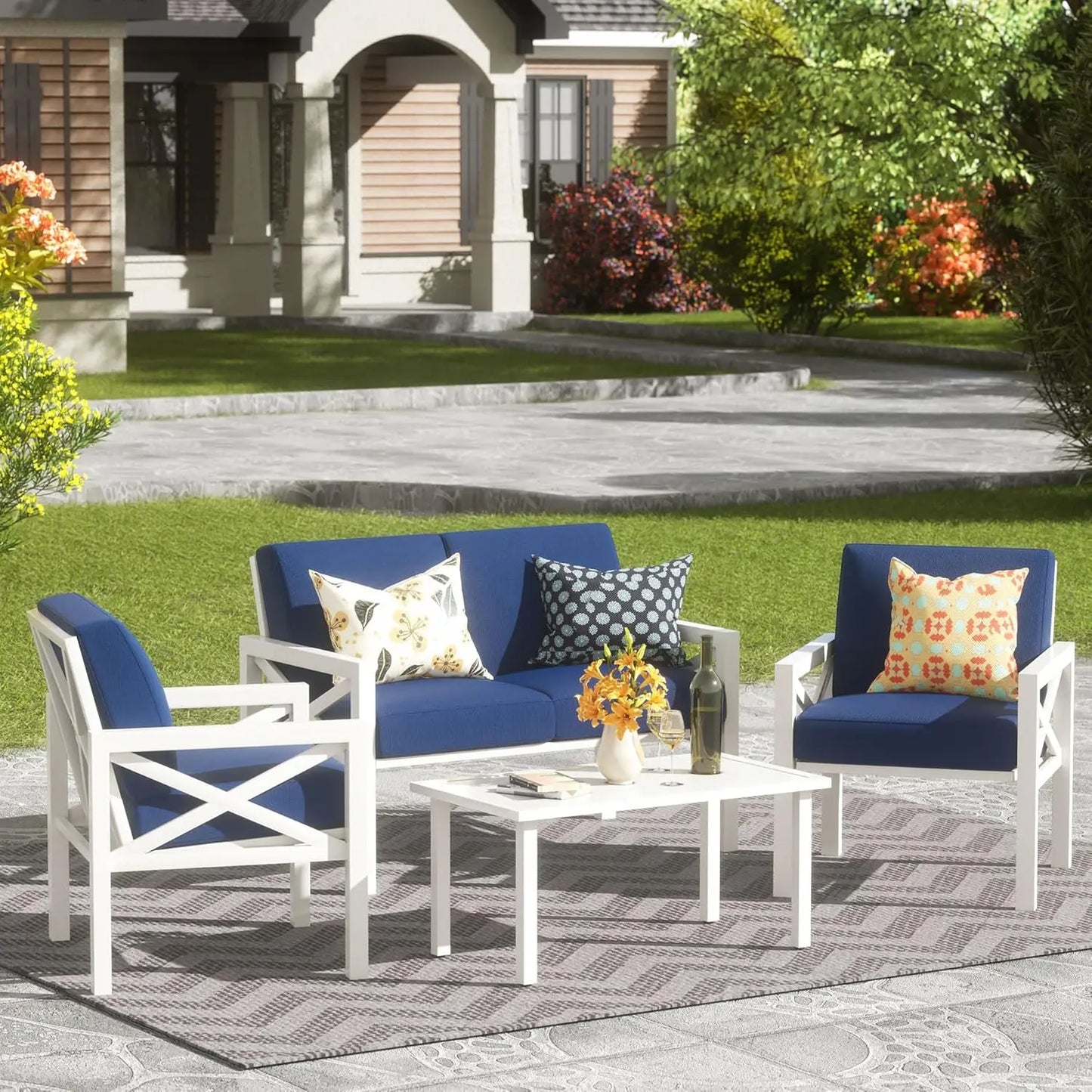 SARA Outdoor Patio Furniture 4 Pieces Set