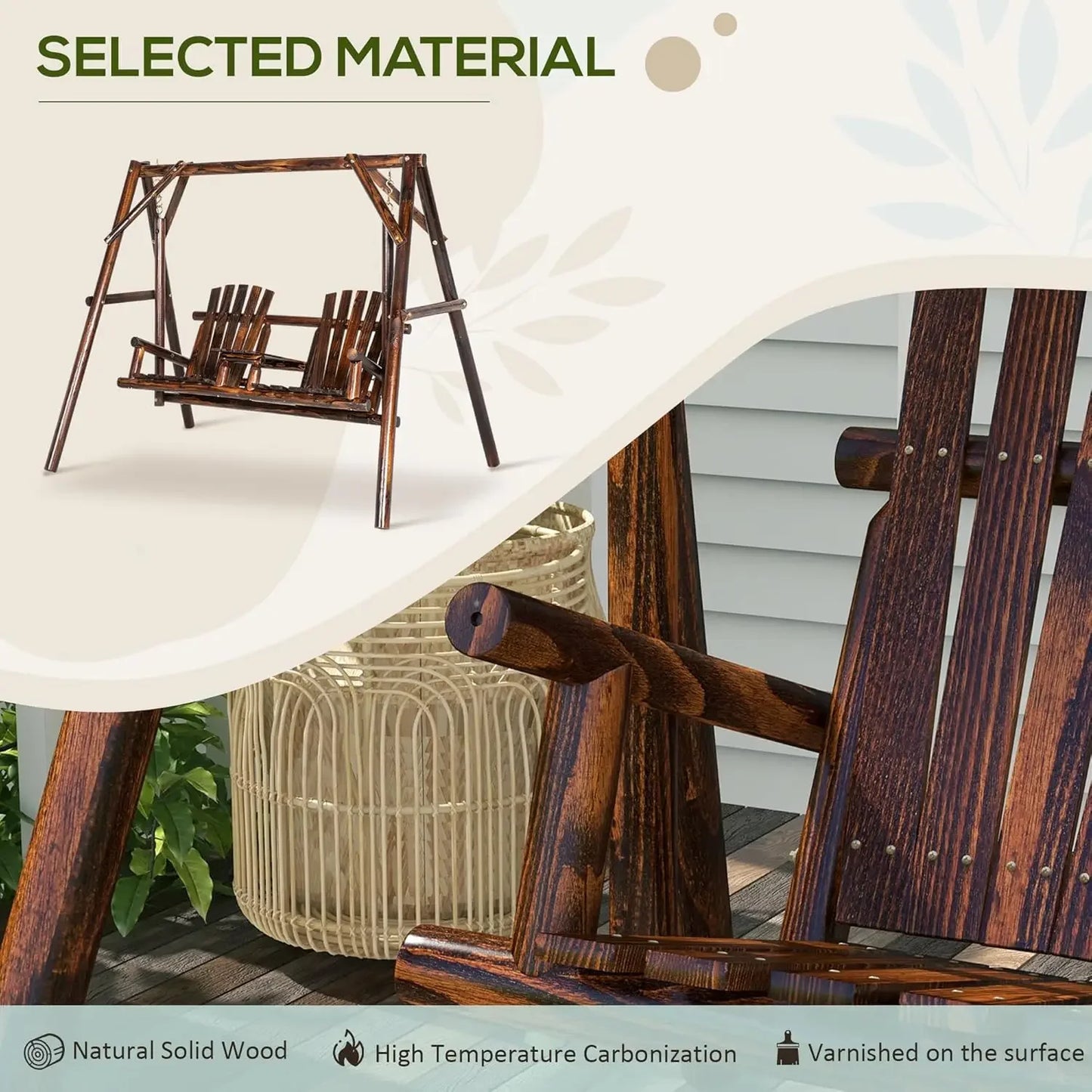 MARA Wooden Porch Swing with Stand
