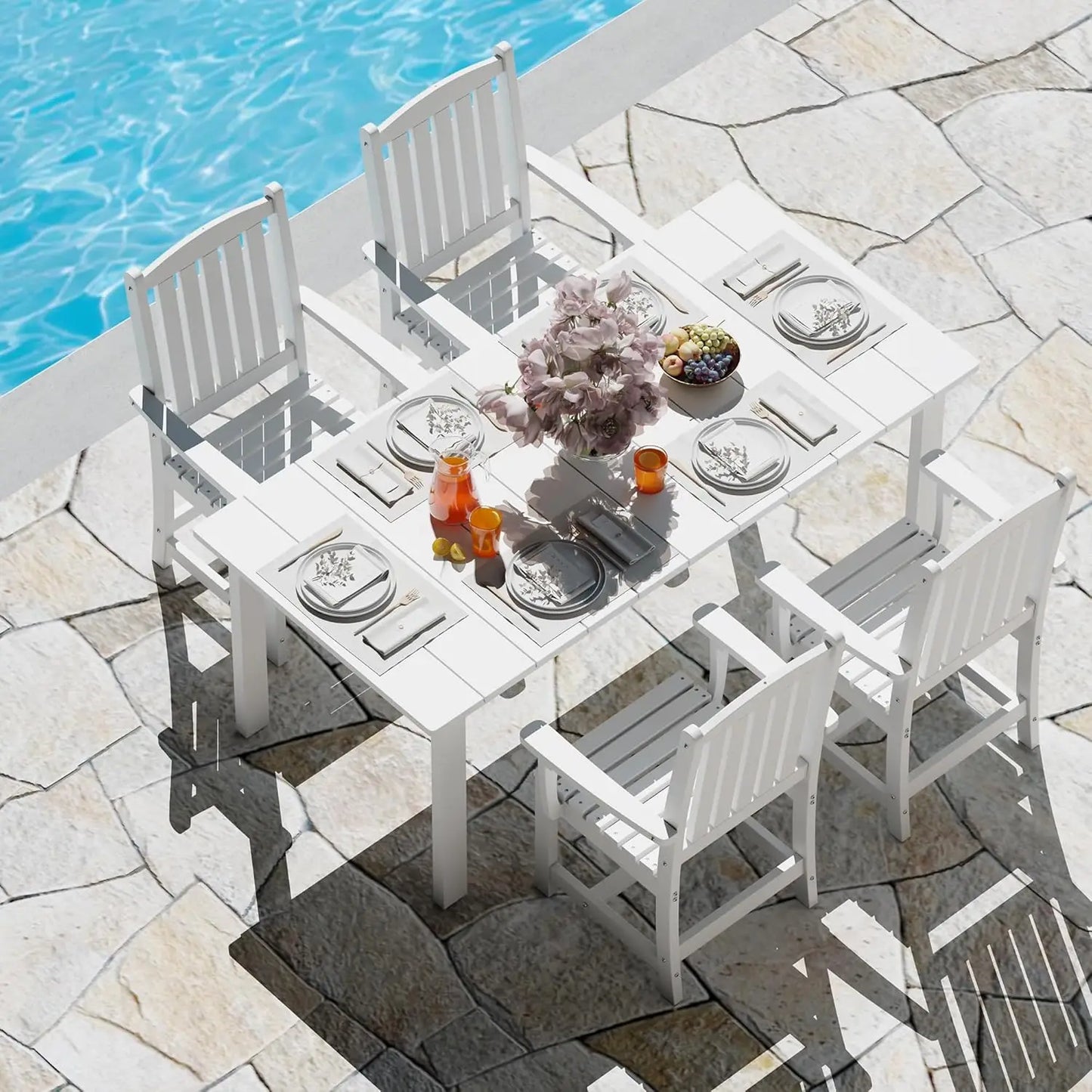 PORTO 7-Piece HDPE Outdoor Dining Table Sets