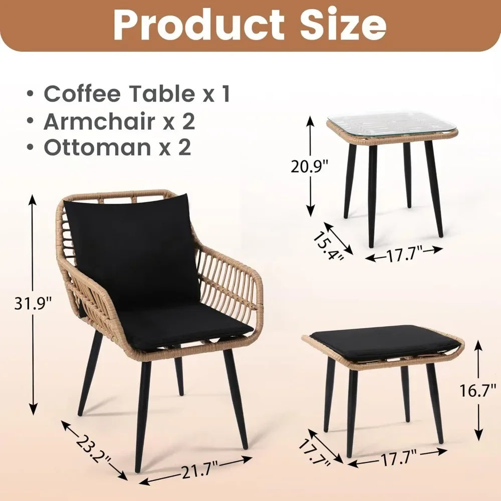 SIWA  5-pcs Wicker Bistro Patio Set