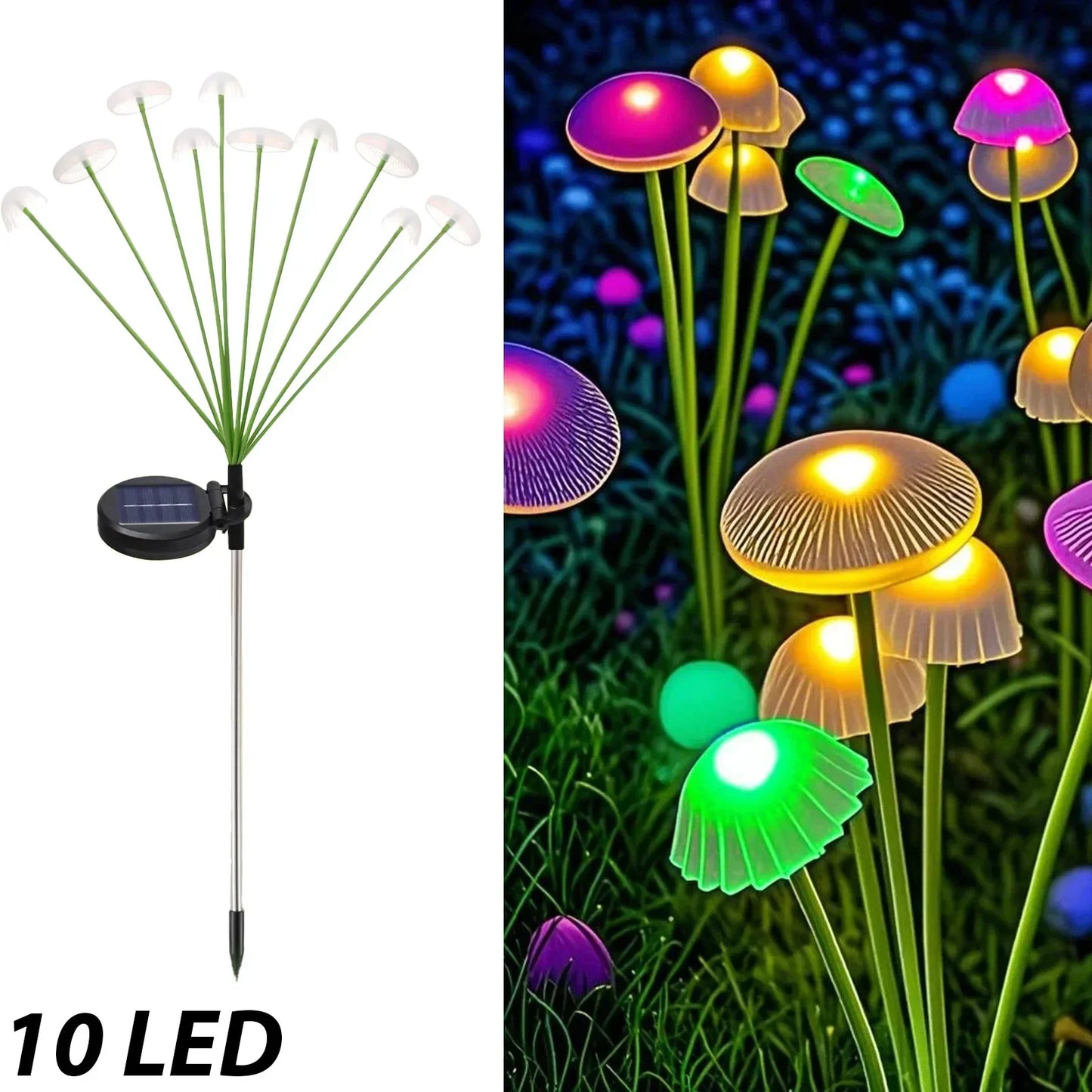 6/8/10 LED Solar Jellyfish Lights Mushroom Lights Outdoor Yard Solar Lawn Landscape Lights Garden Decoration Lamp 1~4pcs