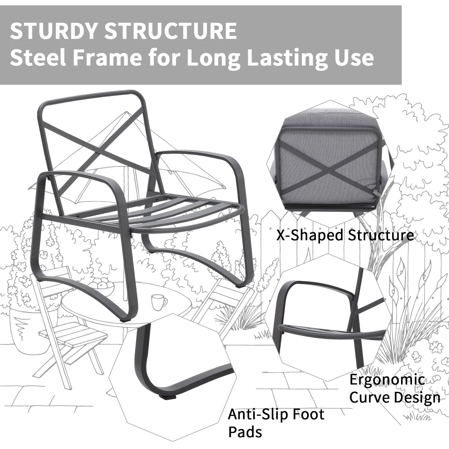 NAGA BAHNA 3 Piece Rocking Bistro Set