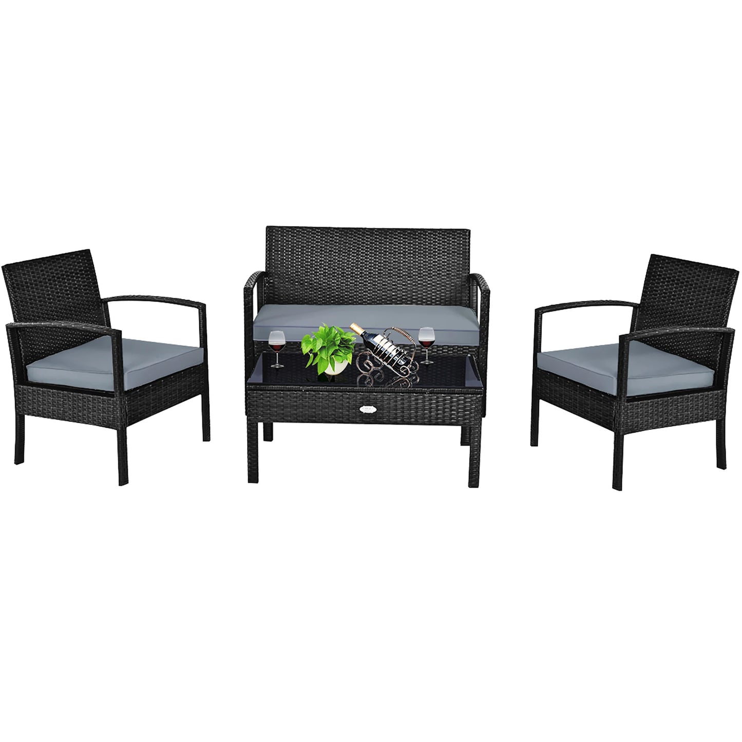 UNO 4pcs Outdoor Patio Rattan Wicker Set