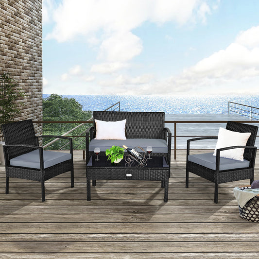 UNO 4pcs Outdoor Patio Rattan Wicker Set