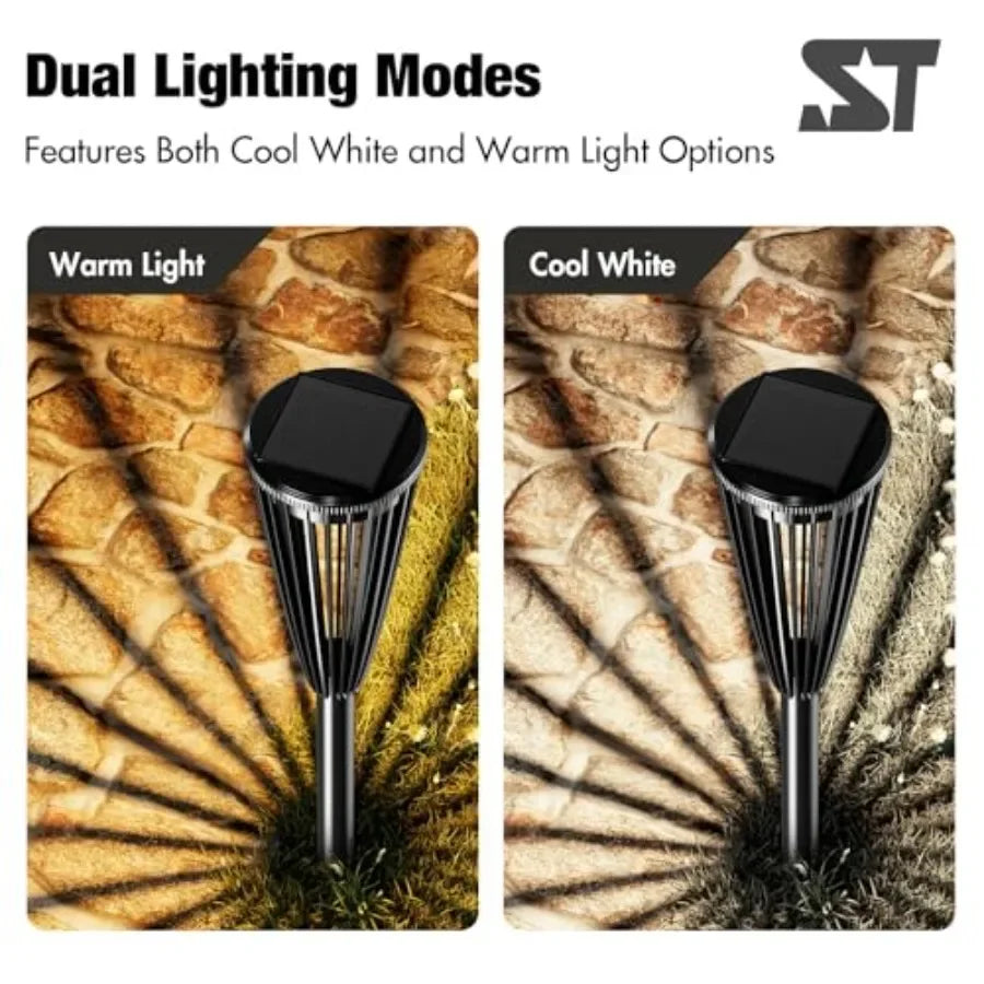 Solar Pathway Lights Waterproof Outdoor Landscape Light for Garden Decor Yard Pathway Walkway Driveway Patio Warm White Dual Co