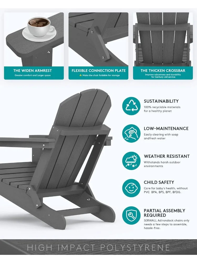 Foldable Adirondack Chair Set of 4