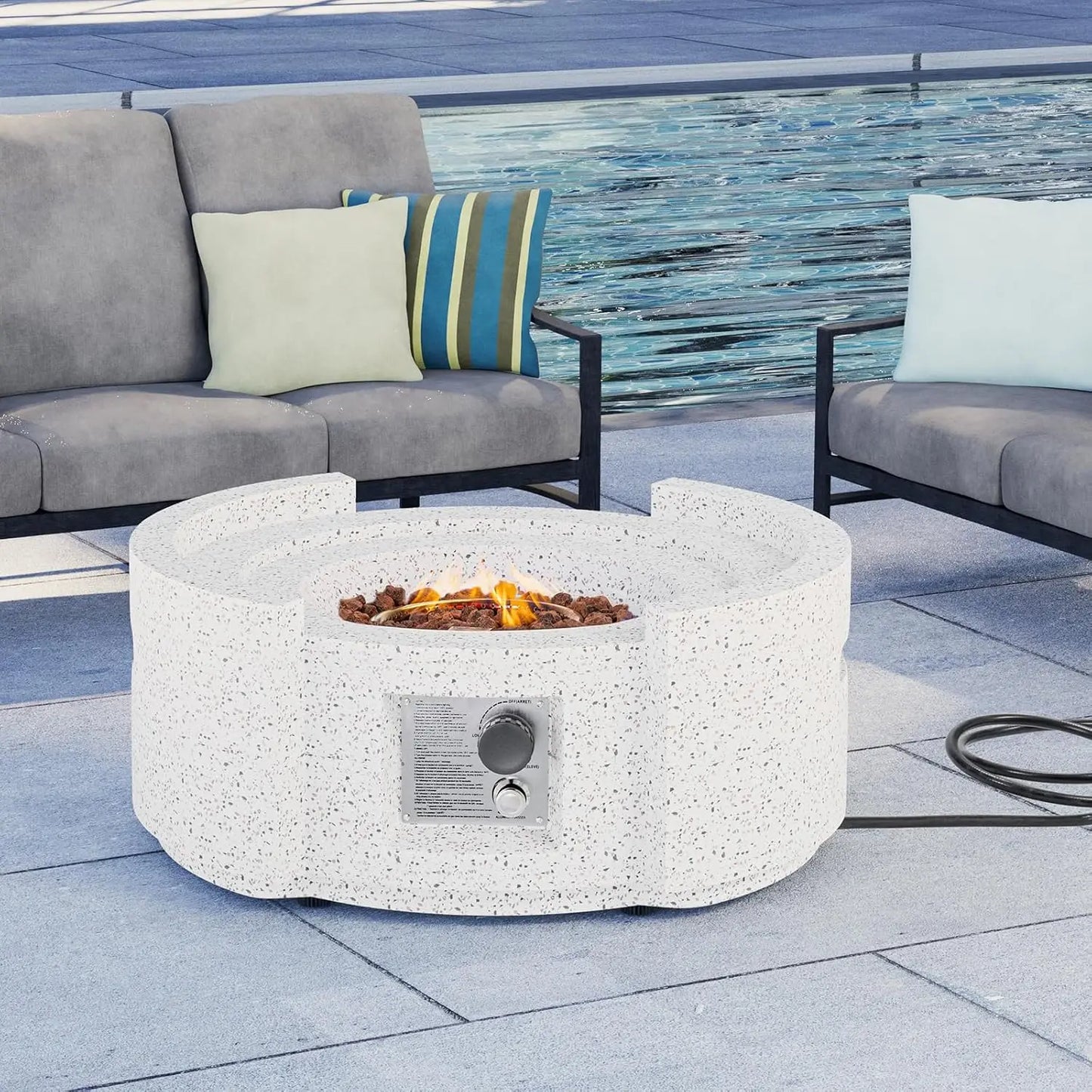 Hexagon Fire Pit Table, Rain Cove