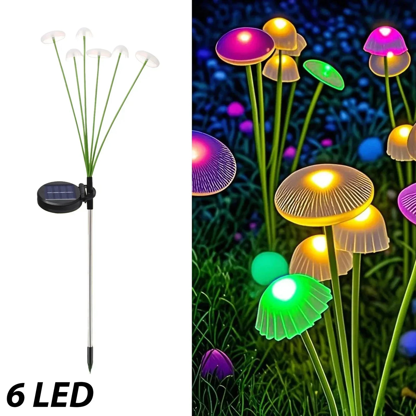 6/8/10 LED Solar Jellyfish Lights Mushroom Lights Outdoor Yard Solar Lawn Landscape Lights Garden Decoration Lamp 1~4pcs