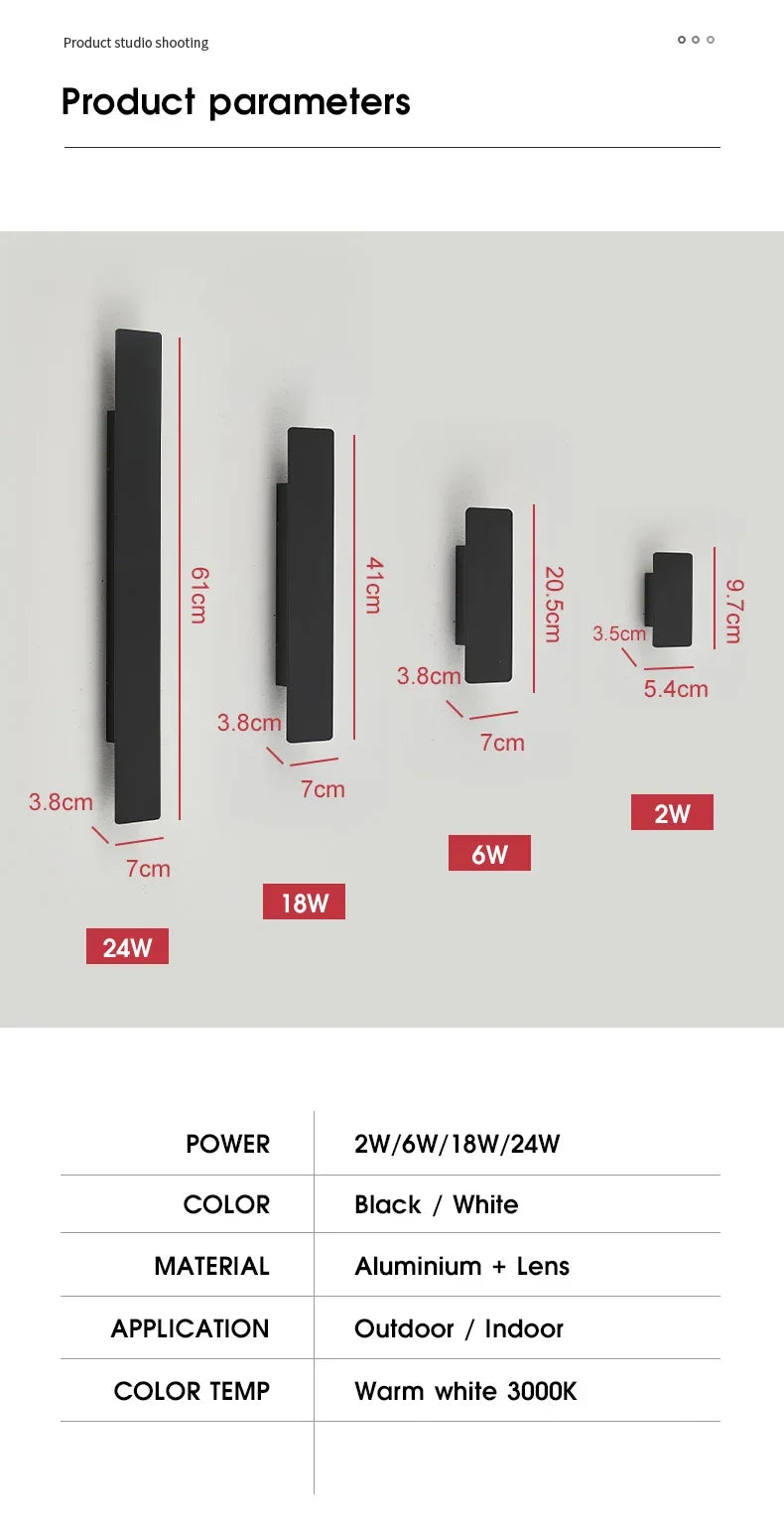 Outdoor Waterproof Wall Lamp Modern LED Lamp Black White Aluminum Up Lower Light Wall Lamps Waterproof IP65 110V 220V Fixtures