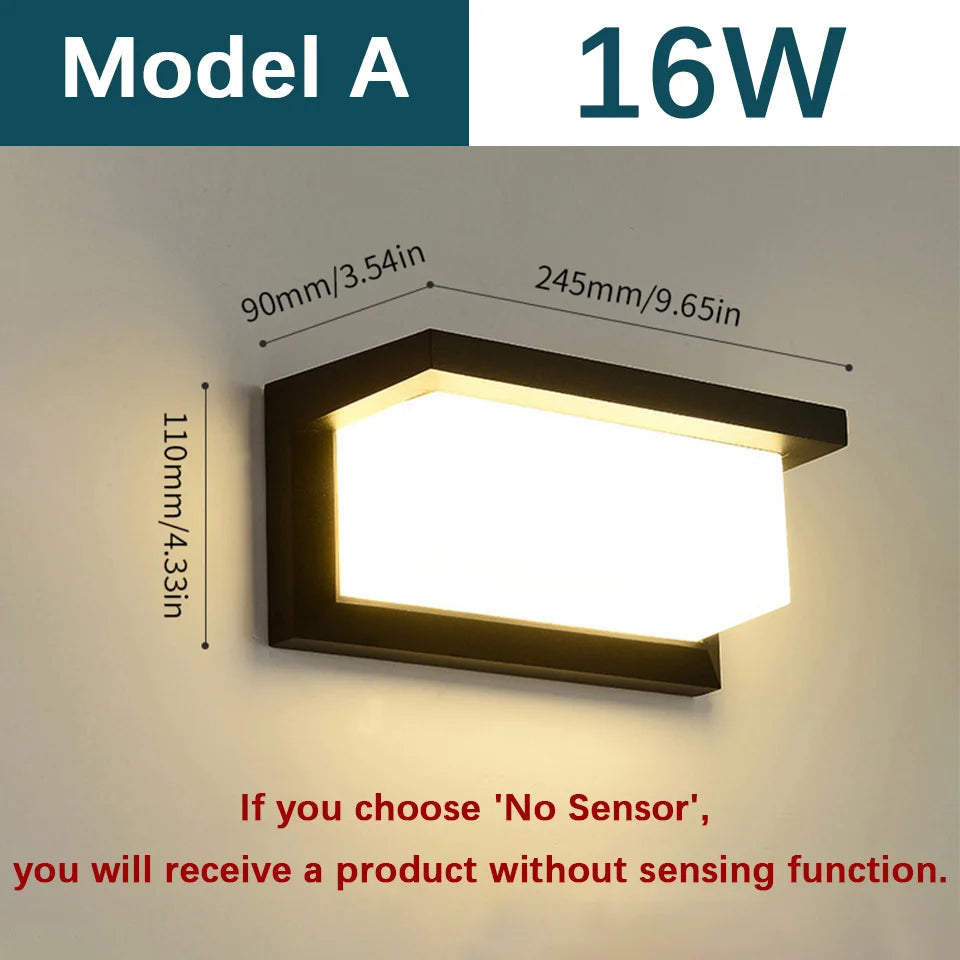 LED Outdoor Wall Light Wall Lamp Motion Sensor AC110V 220V Waterproof Modern Indoor Home Balcony Path Porch Garden Decoration