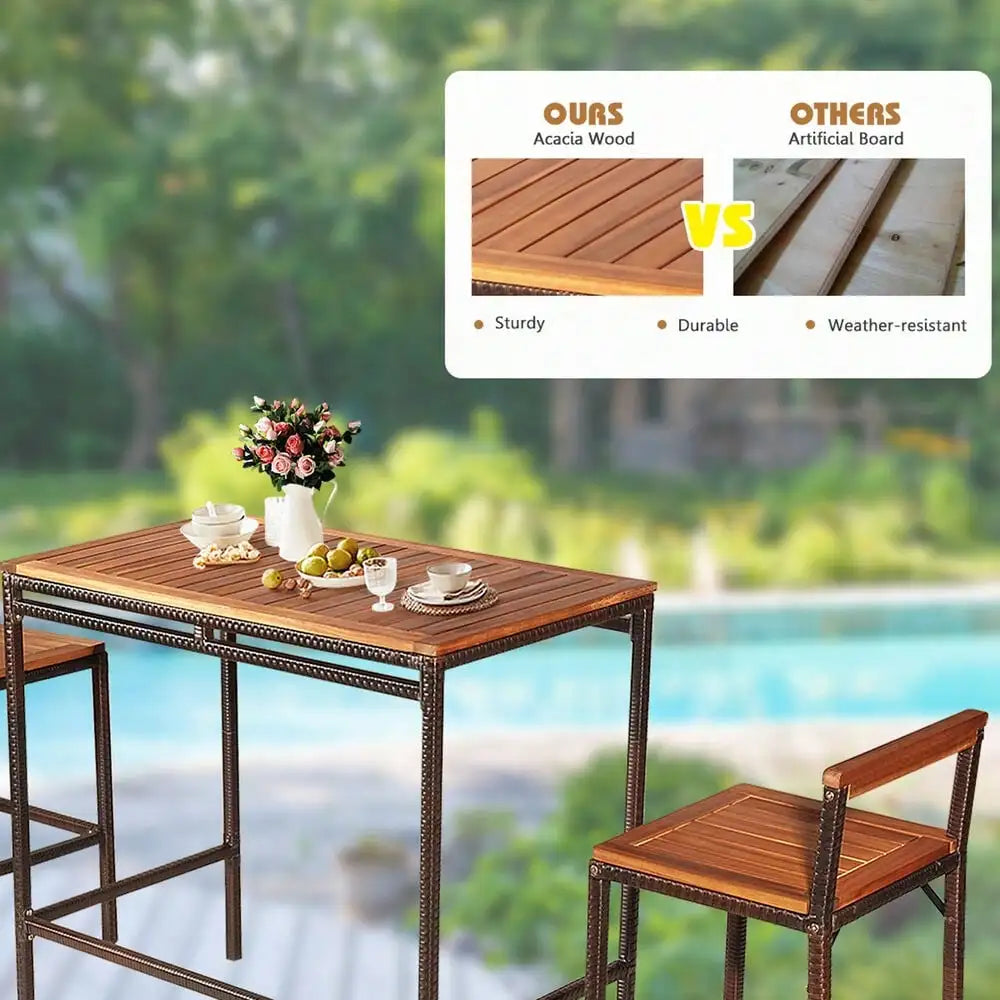 3PCS Patio Bar Set