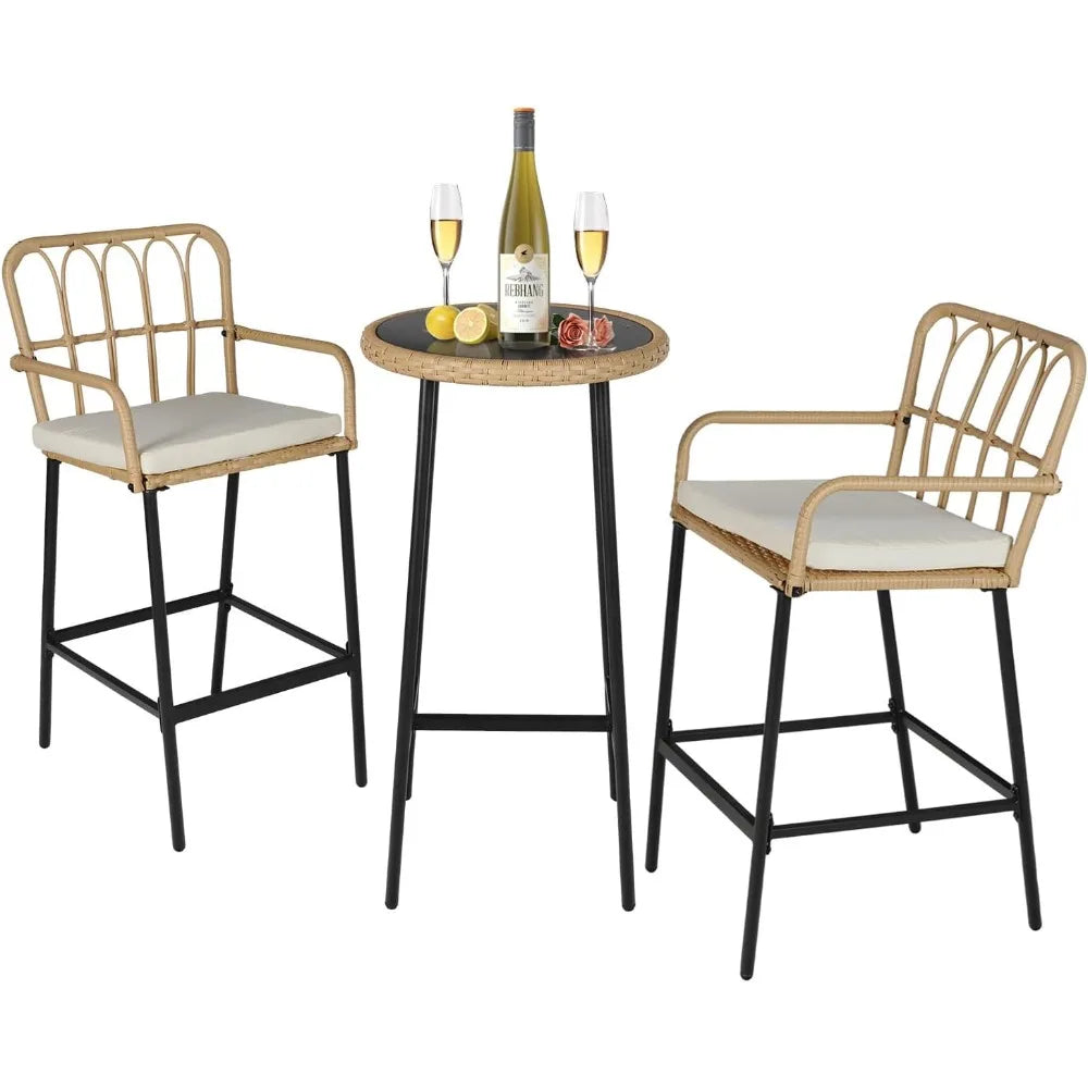 DUE 3-Piece Patio Rattan Bar Set