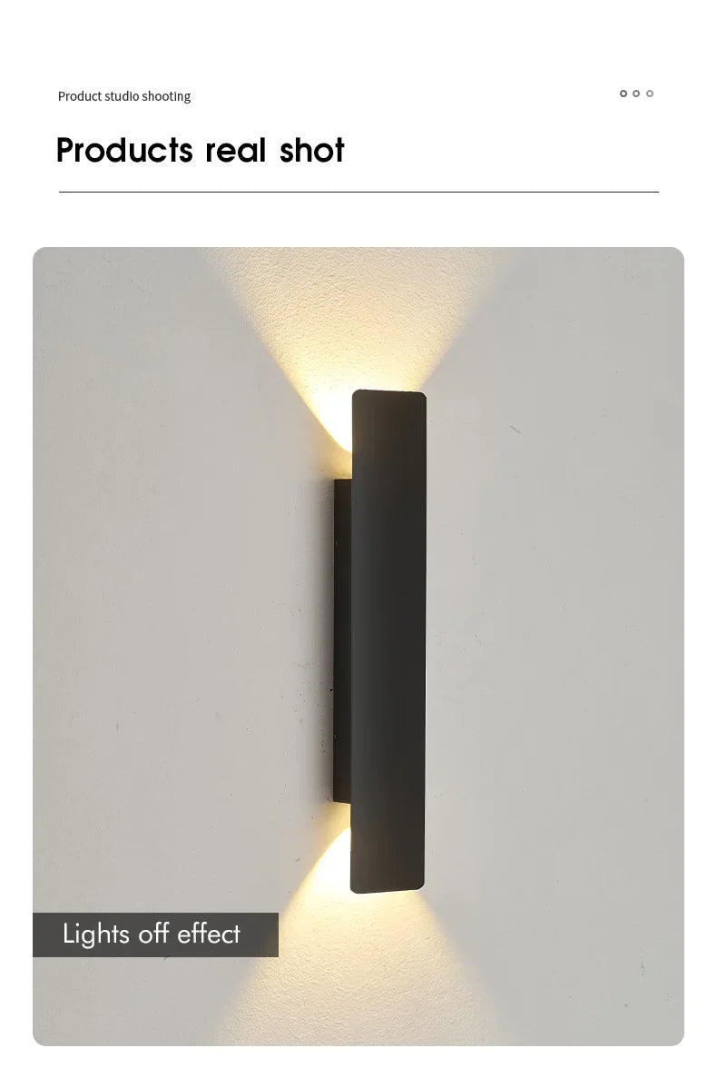 Outdoor Waterproof Wall Lamp Modern LED Lamp Black White Aluminum Up Lower Light Wall Lamps Waterproof IP65 110V 220V Fixtures
