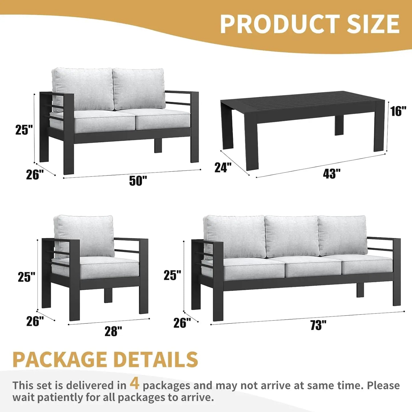 MEZO Outdoor Aluminum Furniture 5 piece Set