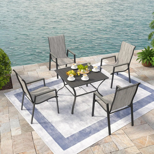 Patio Chairs Set of 4, Stackable Dining Chairs
