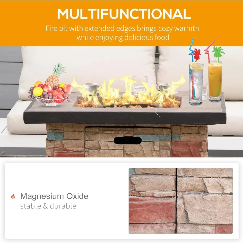 KAREG 32 Inch Outdoor Propane Gas Fire Pit Table
