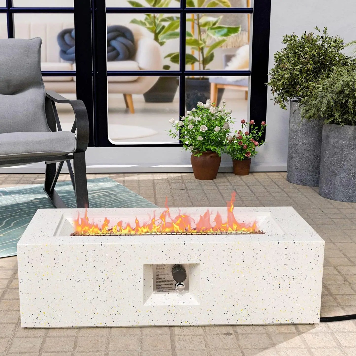 Hexagon Fire Pit Table, Rain Cove