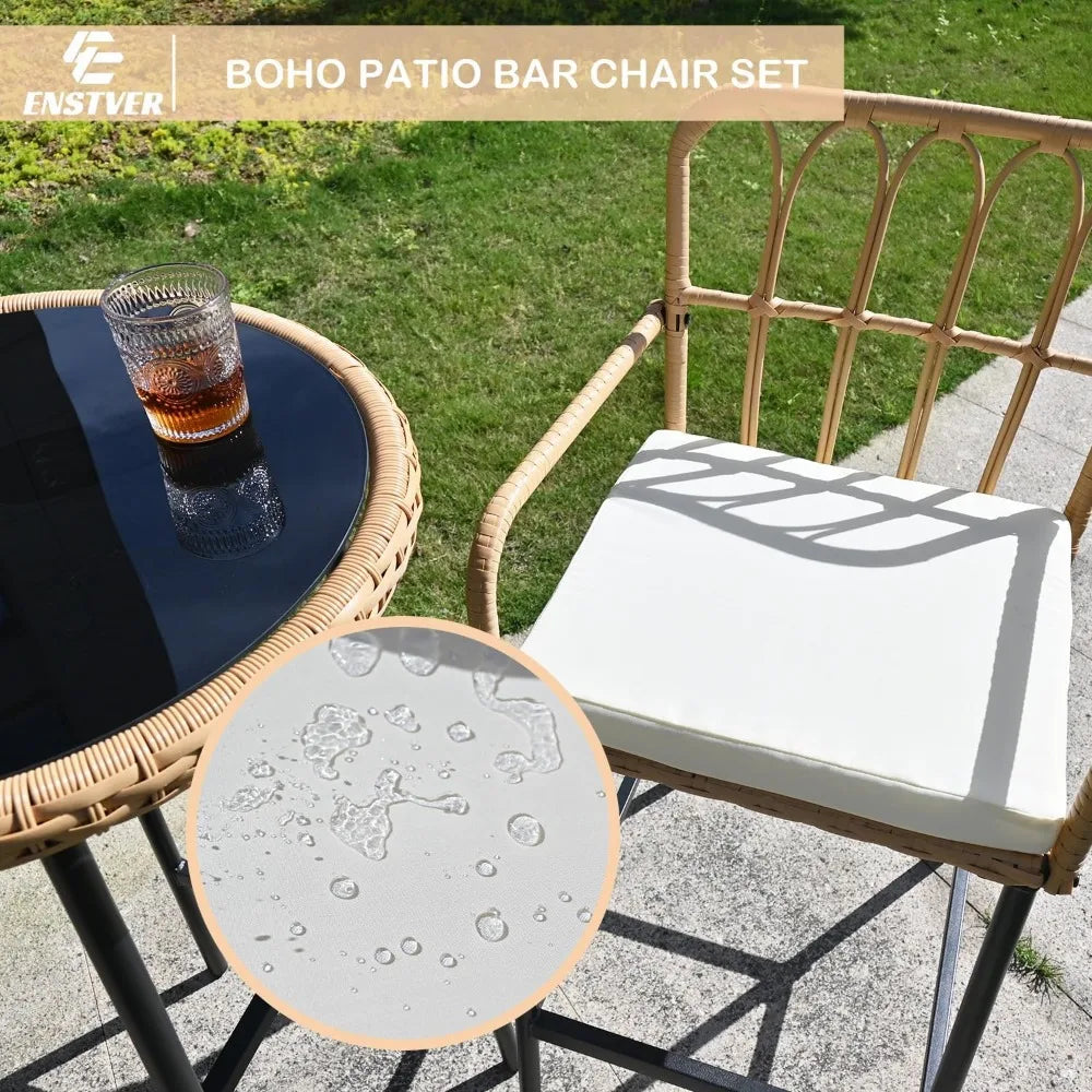 DUE 3-Piece Patio Rattan Bar Set