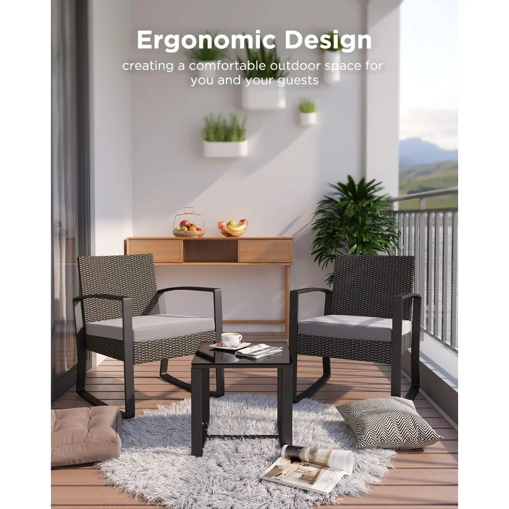 ZAMORA 3 Pieces Patio Rocking Chair Set