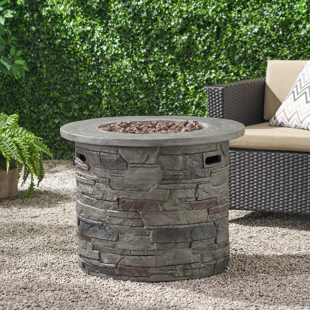 HONDA Outdoor 32" Round MgO Propane Fire Pit, Grey Top - 40,000 BTU