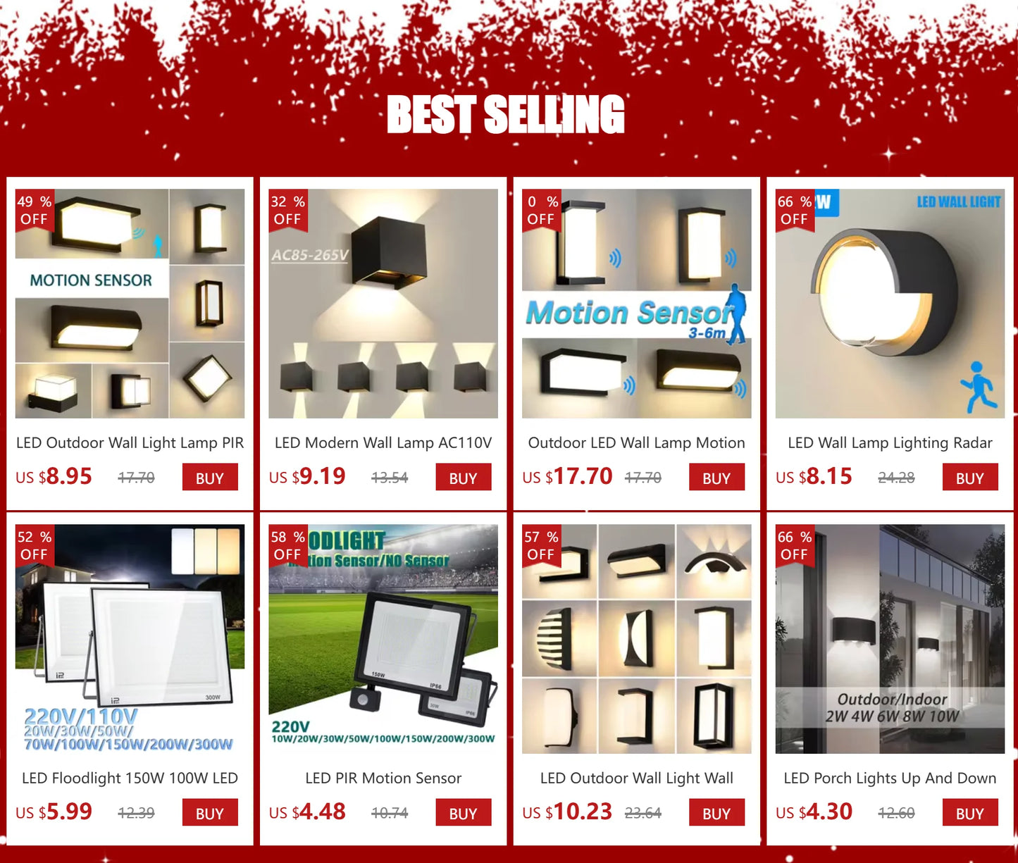 LED Outdoor Wall Light Wall Lamp Motion Sensor AC110V 220V Waterproof Modern Indoor Home Balcony Path Porch Garden Decoration