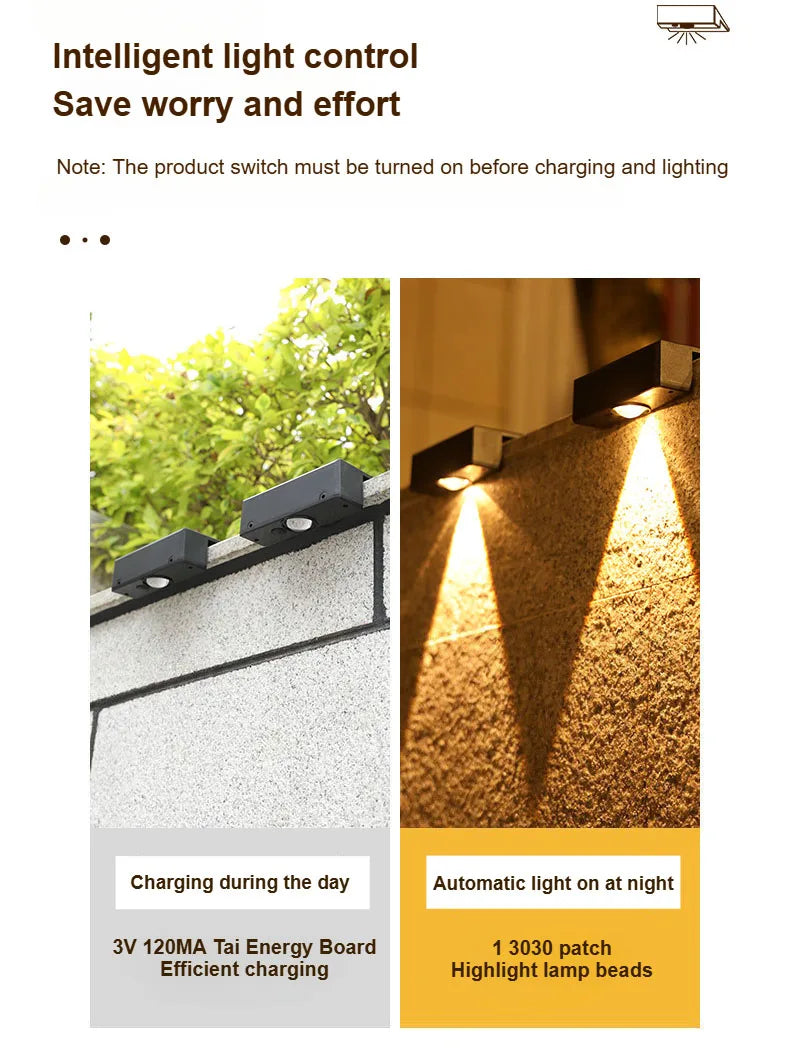 Ultra Bright Solar LED Lights Outdoor Waterproof Garden Decorative Wall Lamp Solar Light Controlled Induction Lighting