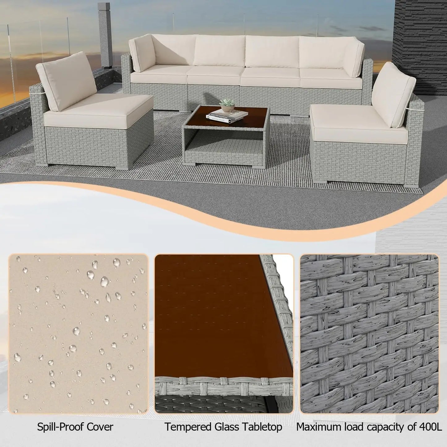 GORDON Outdoor Furniture Set 7-Piece