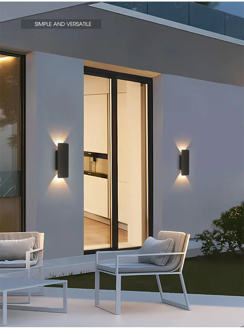 Outdoor Waterproof Wall Lamp Modern LED Lamp Black White Aluminum Up Lower Light Wall Lamps Waterproof IP65 110V 220V Fixtures