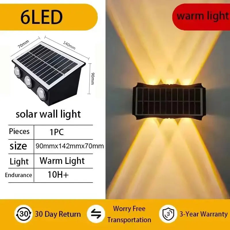 Solar Wall Lamp Outdoor Rgb Warm Light Waterproof Up And Down Luminous Lighting Balcony Yard Garden Decoration Exterior Wall