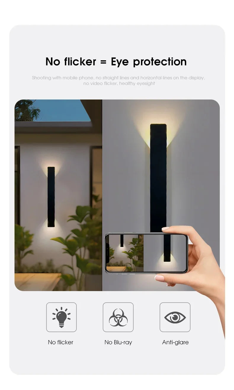 Outdoor Waterproof Wall Lamp Modern LED Lamp Black White Aluminum Up Lower Light Wall Lamps Waterproof IP65 110V 220V Fixtures