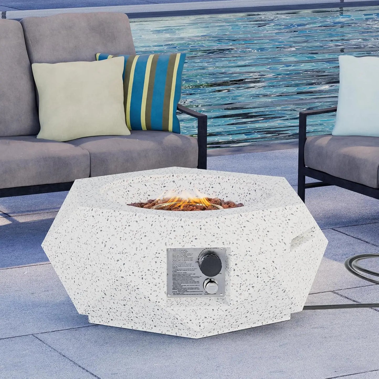 Hexagon Fire Pit Table, Rain Cove