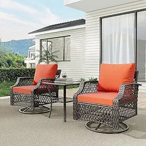 AVILA 3 Piece Outdoor Swivel Chair Set