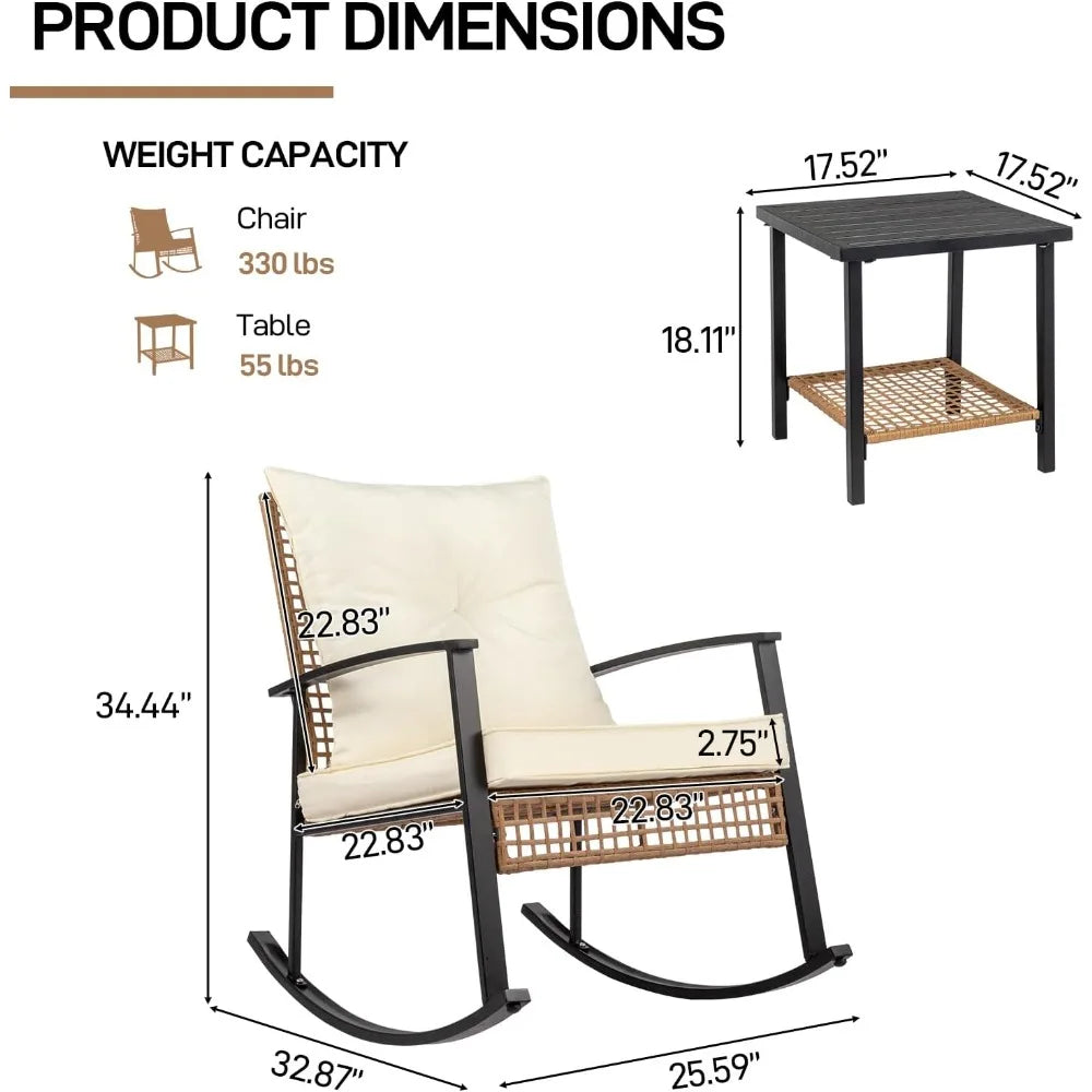 ASHLEY 3-Piece Outdoor Rocking Bistro Set