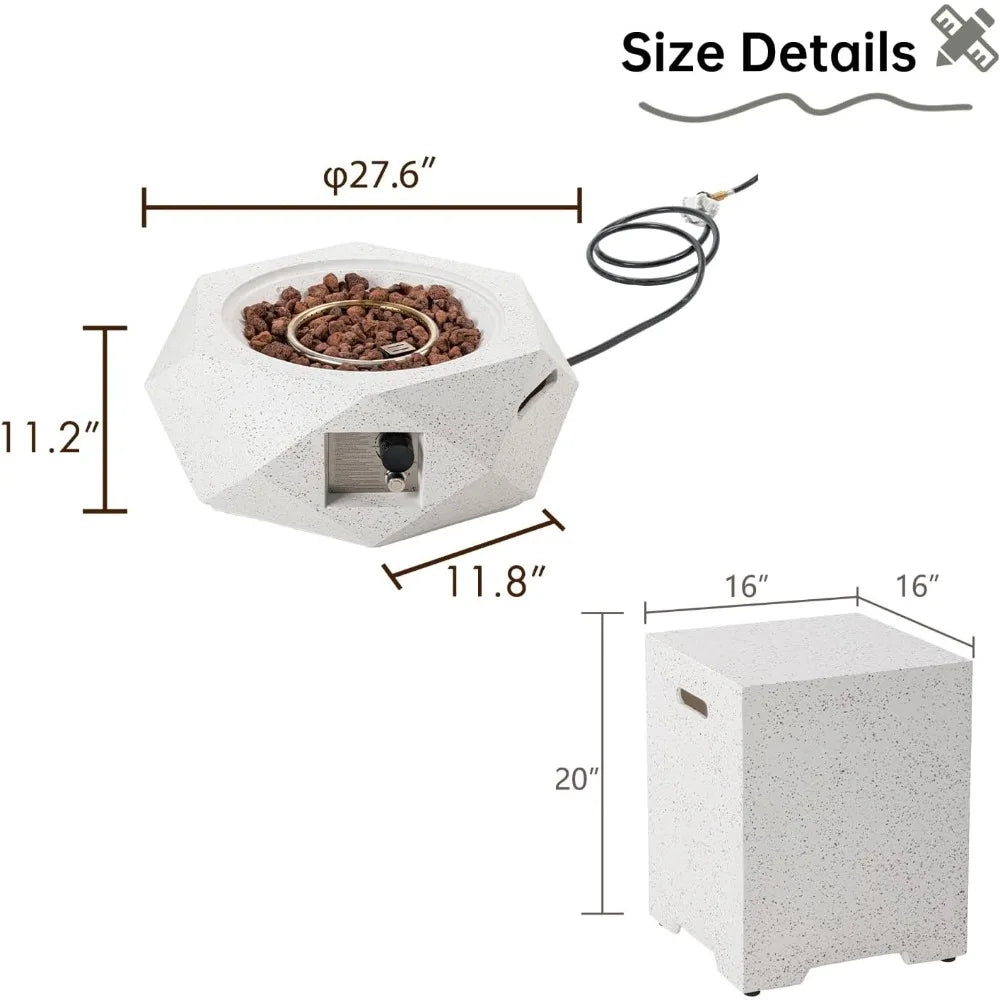 Hexagon Fire Pit Table, Rain Cove