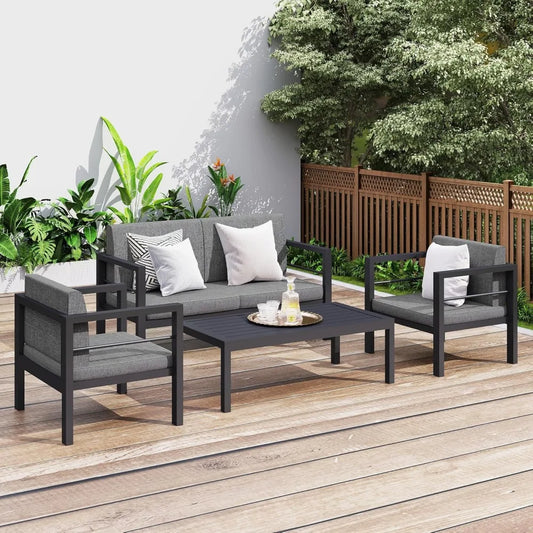 PASHA Aluminum Patio Furniture Set, 4 Pieces