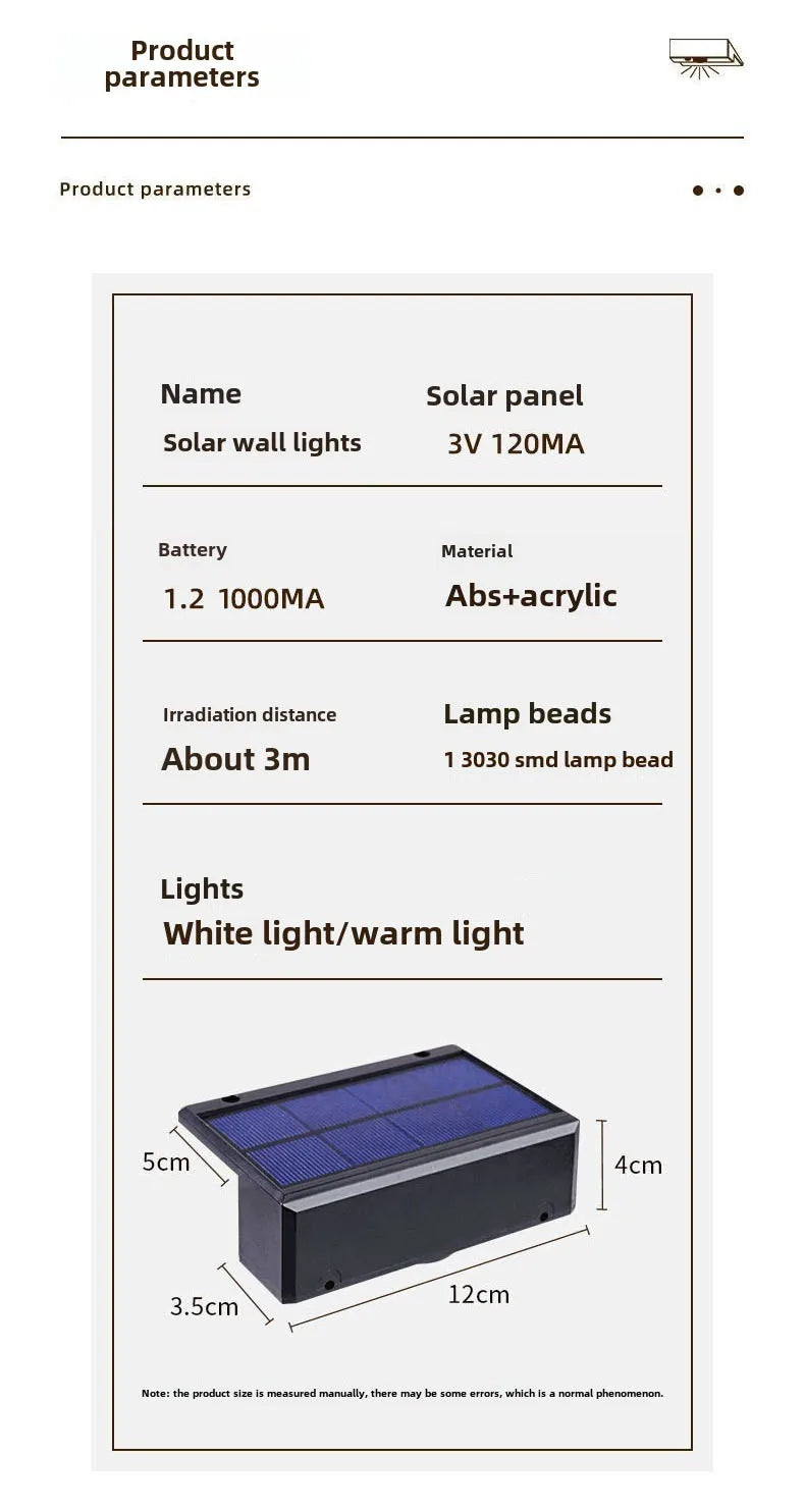 Ultra Bright Solar LED Lights Outdoor Waterproof Garden Decorative Wall Lamp Solar Light Controlled Induction Lighting