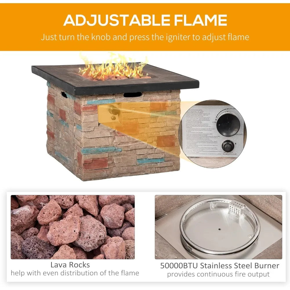 KAREG 32 Inch Outdoor Propane Gas Fire Pit Table