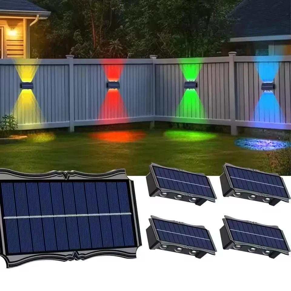 Solar Wall Lamp Outdoor Rgb Warm Light Waterproof Up And Down Luminous Lighting Balcony Yard Garden Decoration Exterior Wall