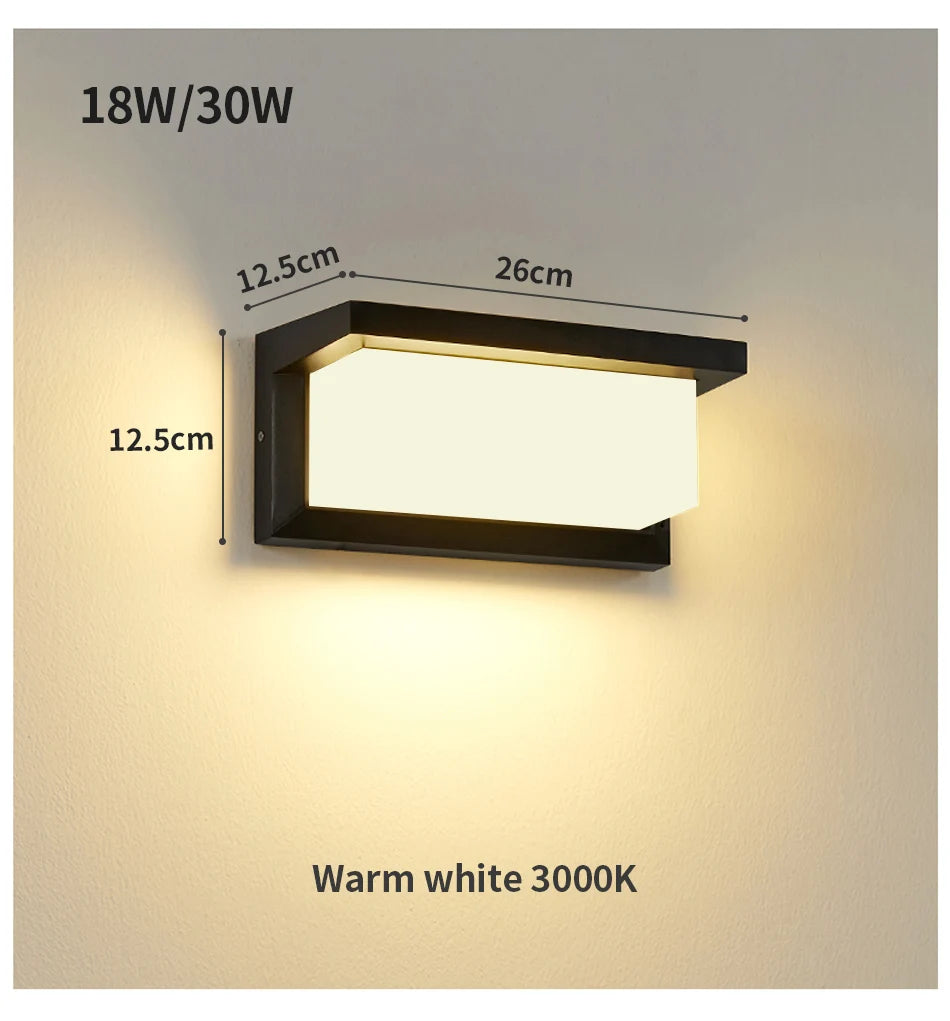LED Outdoor Wall Lamp Waterproof IP65 Radar Sensor Ligthing Surface Mounted Porch Lights Balcony Garden 12W 18W 30W Sconce