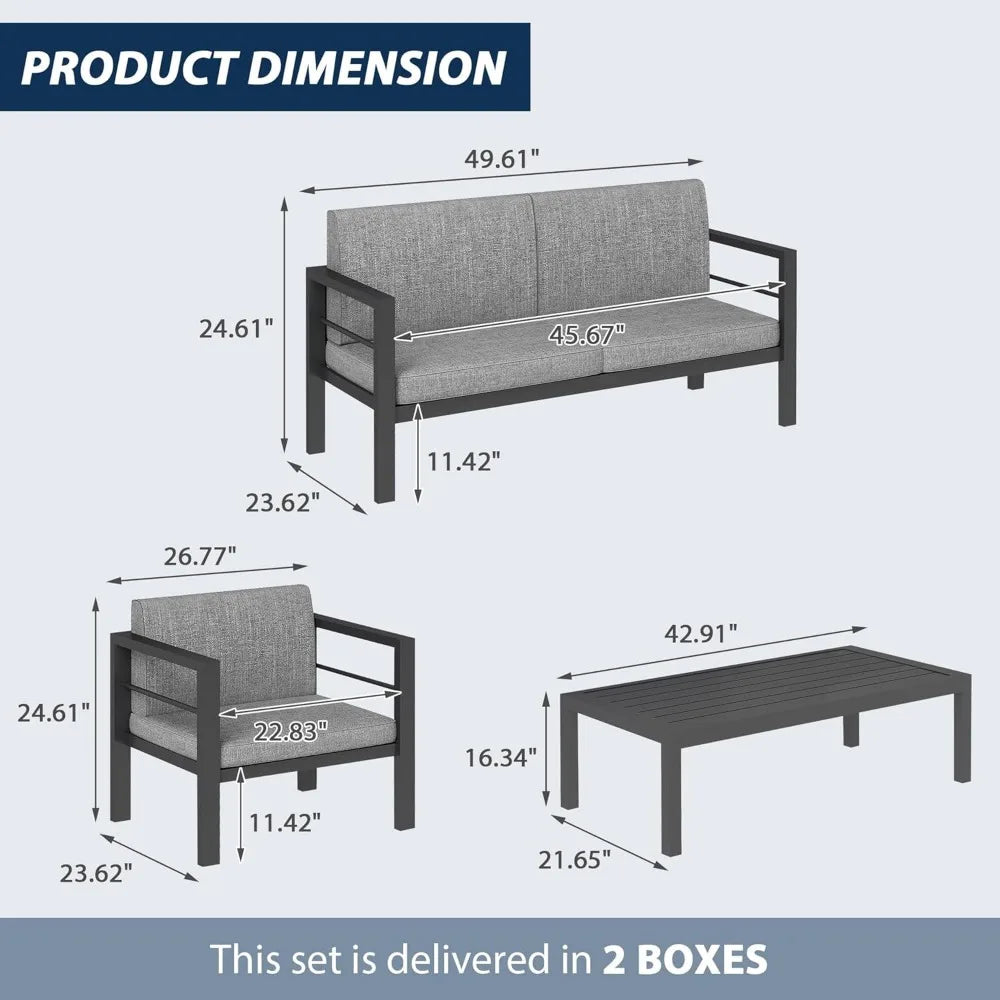 PASHA Aluminum Patio Furniture Set, 4 Pieces