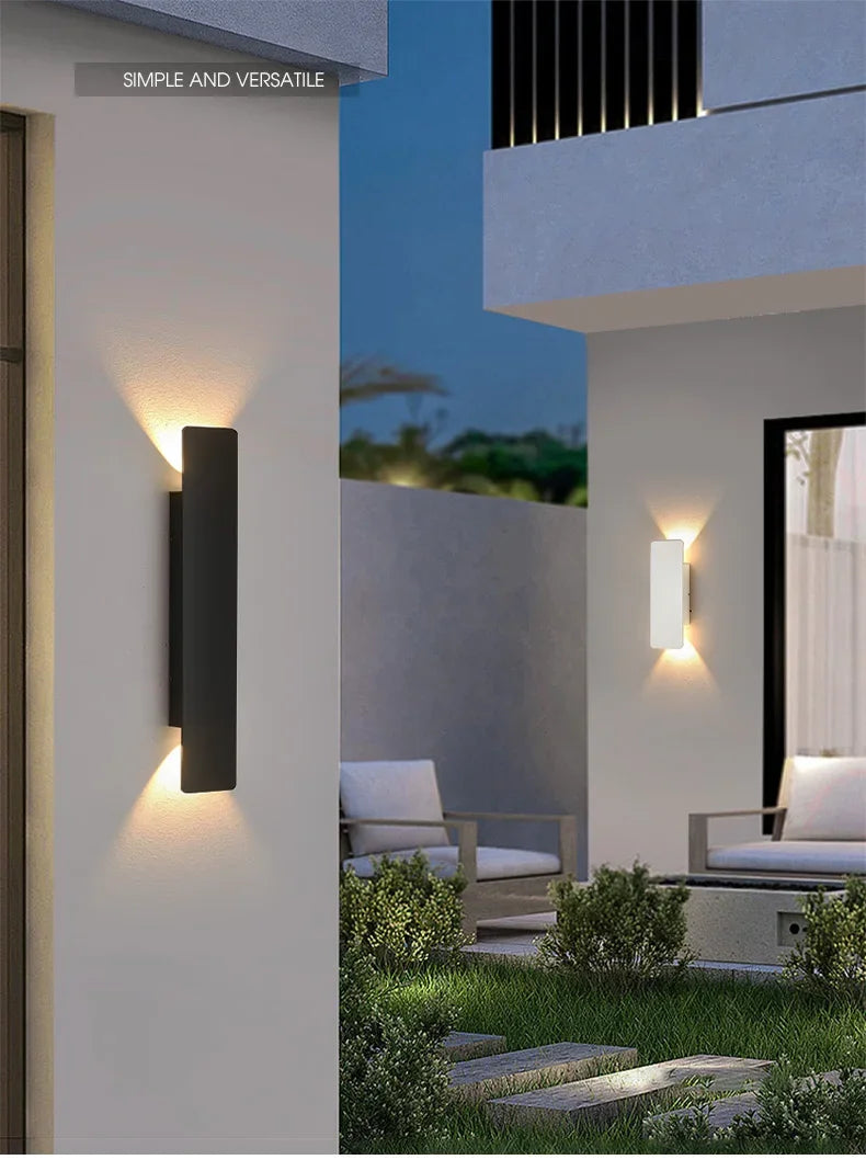 Outdoor Waterproof Wall Lamp Modern LED Lamp Black White Aluminum Up Lower Light Wall Lamps Waterproof IP65 110V 220V Fixtures