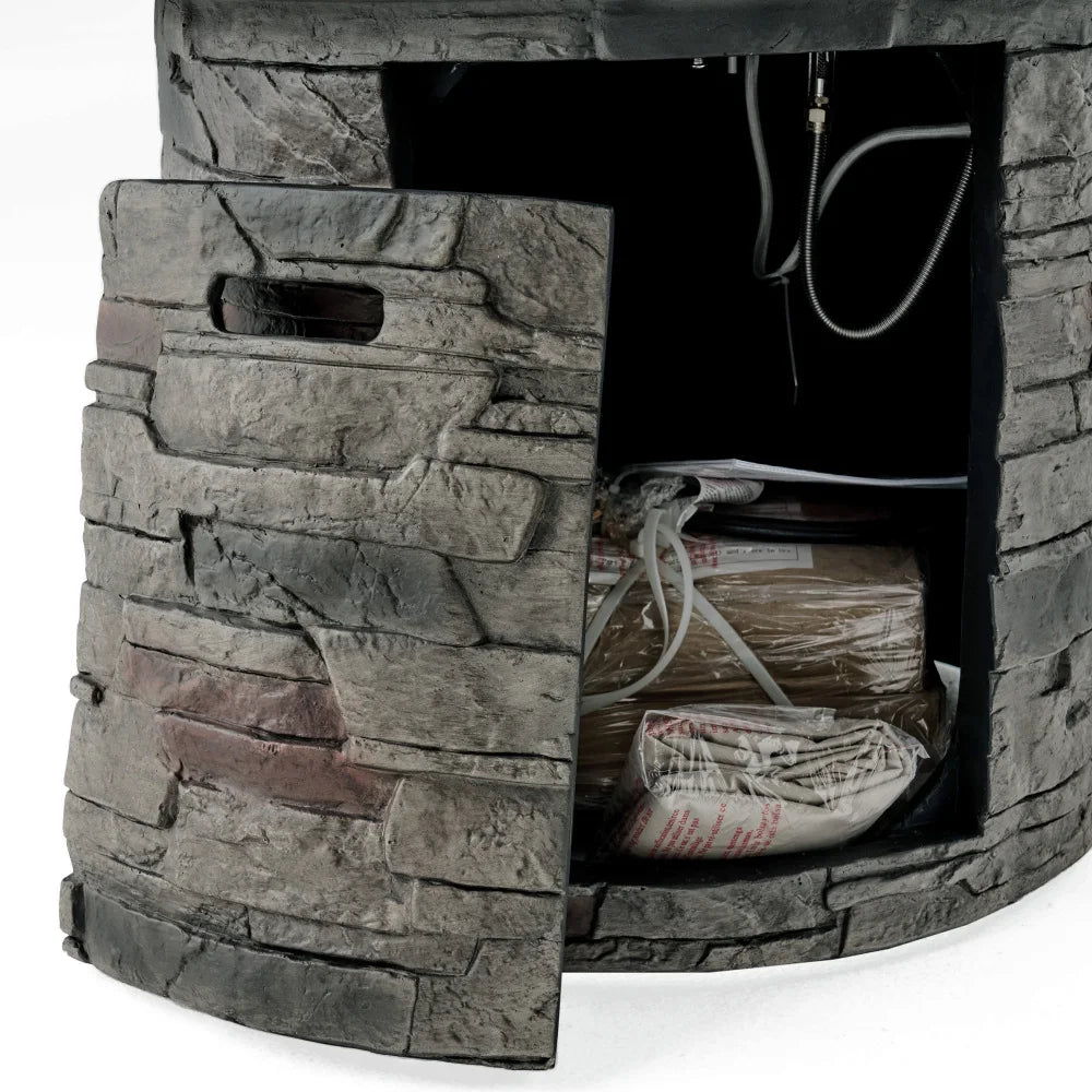 HONDA Outdoor 32" Round MgO Propane Fire Pit, Grey Top - 40,000 BTU
