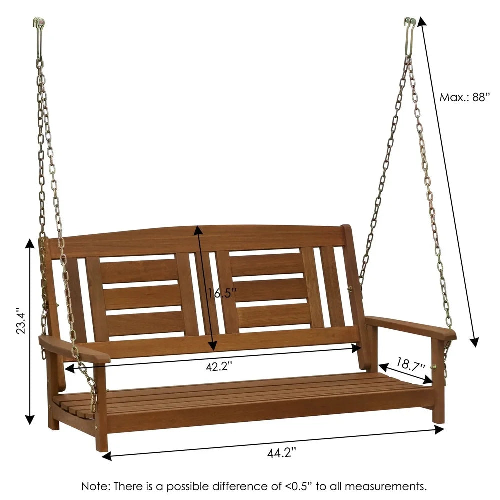 Hardwood Porch Swing with Heavy Duty Metal Chains