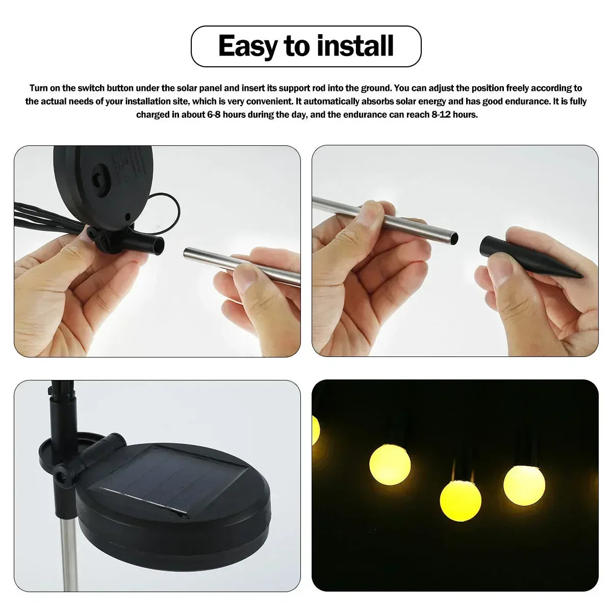 6/8/10 LED Solar Jellyfish Lights Mushroom Lights Outdoor Yard Solar Lawn Landscape Lights Garden Decoration Lamp 1~4pcs