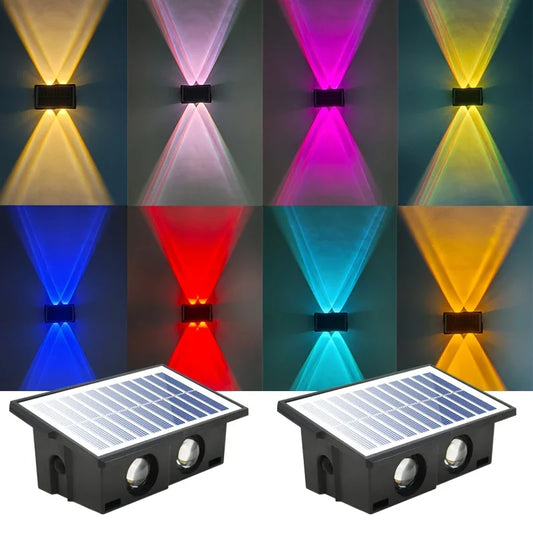 Solar Wall Lamp Outdoor Rgb Warm Light Waterproof Up And Down Luminous Lighting Balcony Yard Garden Decoration Exterior Wall
