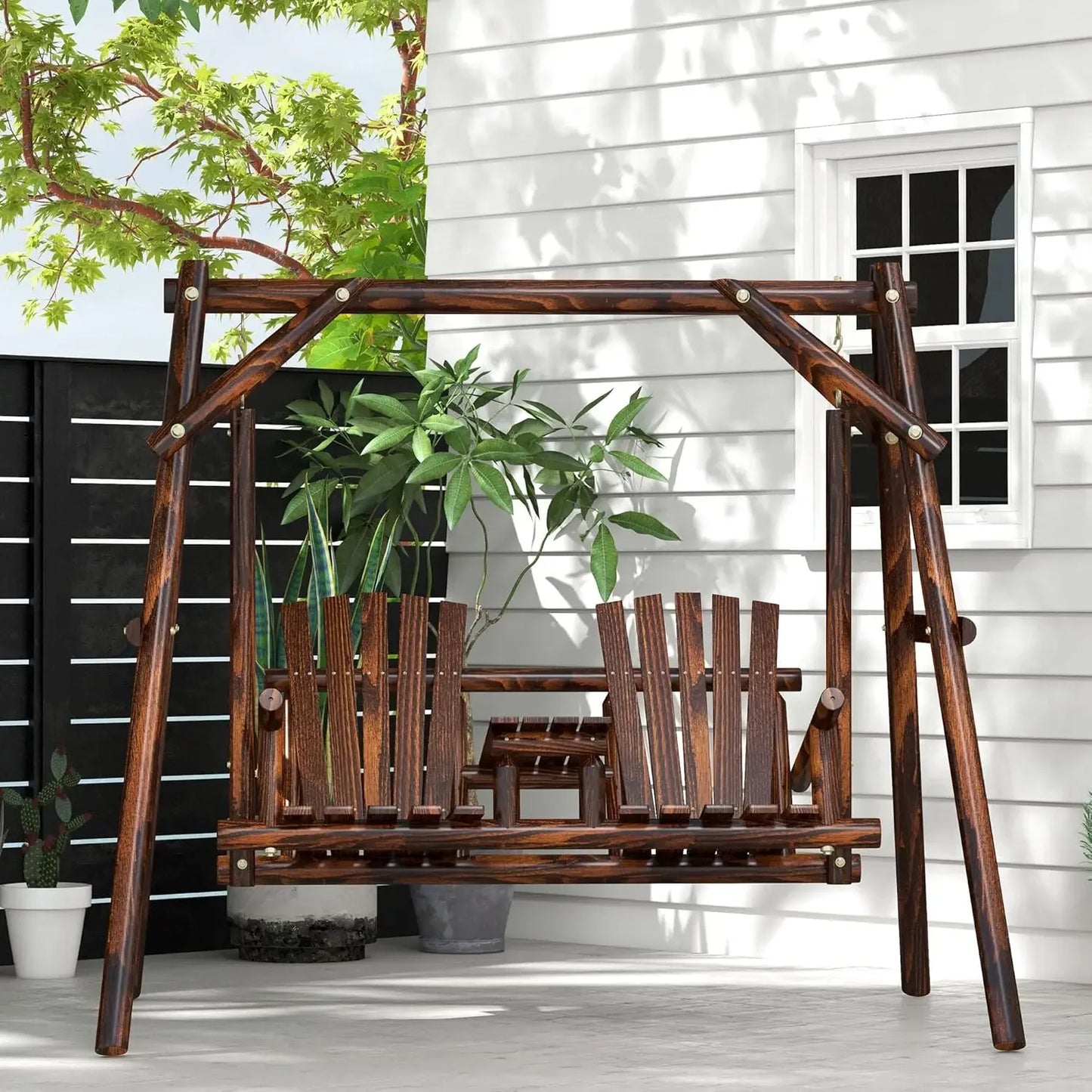 MARA Wooden Porch Swing with Stand