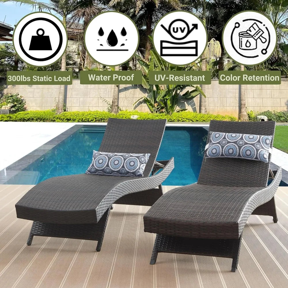 ABBY Long Reclining Chair Set of 2 with Cushions